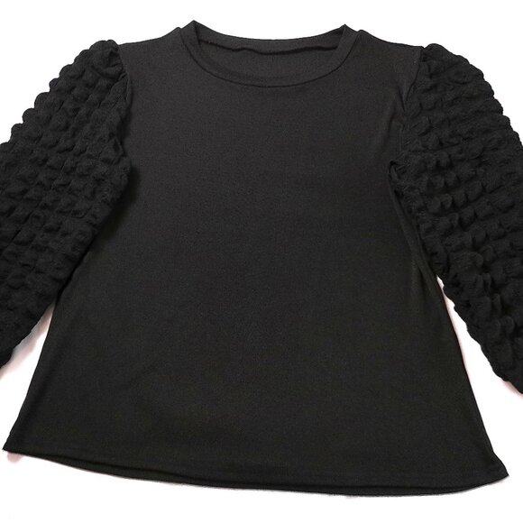 Women's Blouse Black NEW XXL knit top long sleeve pullover slim fit dressy party - Picture 4 of 7